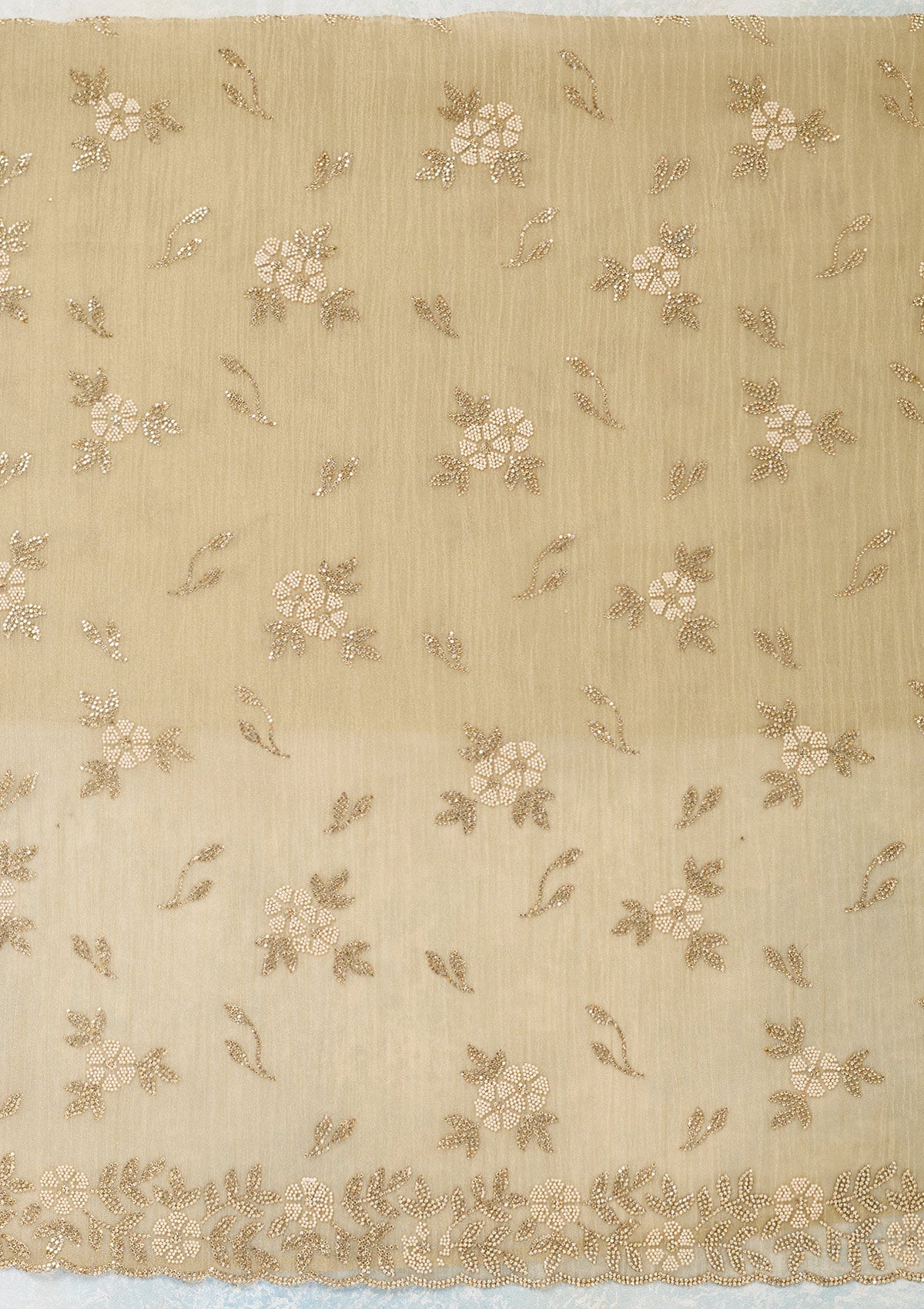 Beige Stonework Tissue Unstitched Salwar Suit-Koskii