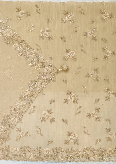 Beige Stonework Tissue Unstitched Salwar Suit-Koskii