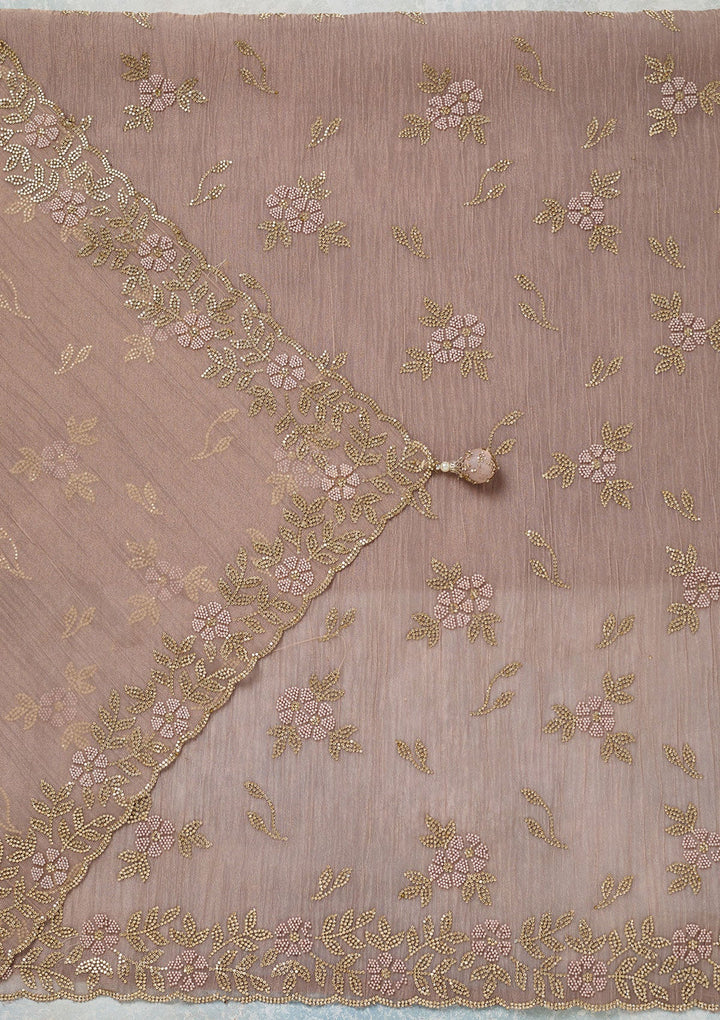 Lavender Stonework Tissue Unstitched Salwar Suit-Koskii