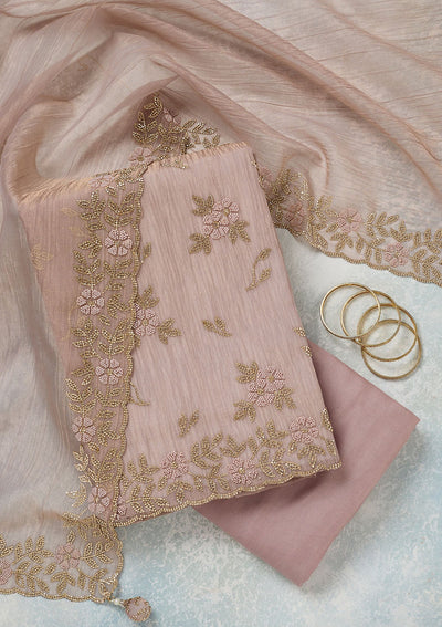 Lavender Stonework Tissue Unstitched Salwar Suit-Koskii