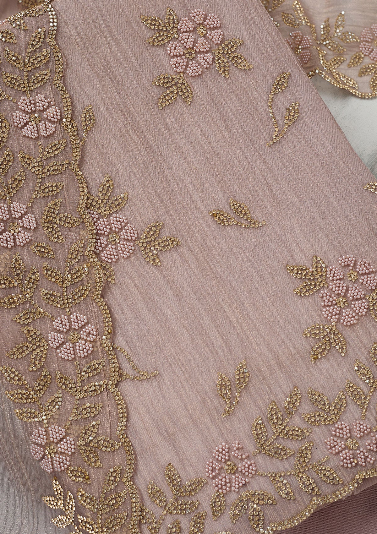 Lavender Stonework Tissue Unstitched Salwar Suit-Koskii