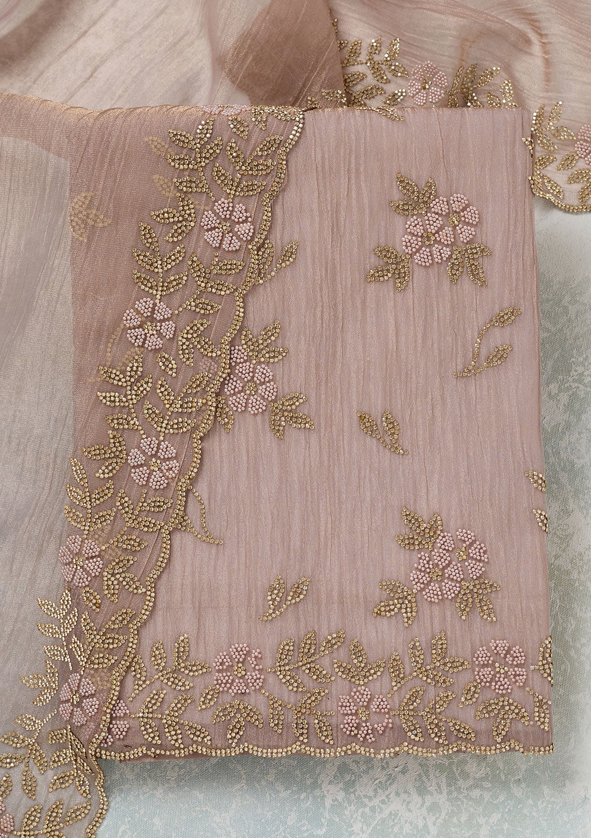 Lavender Stonework Tissue Unstitched Salwar Suit-Koskii