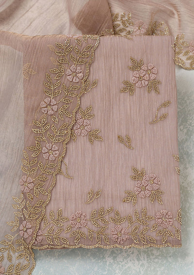 Lavender Stonework Tissue Unstitched Salwar Suit-Koskii