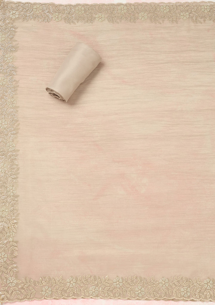 Light Grey Zardozi (Gold) Tissue Unstitched Salwar Suit