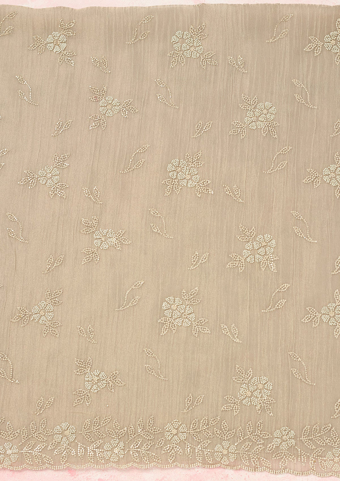 Light Grey Zardozi (Gold) Tissue Unstitched Salwar Suit