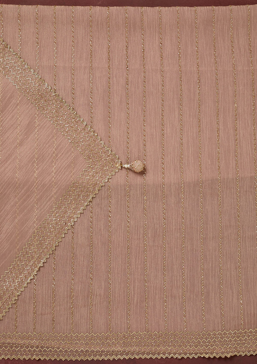 Peach Stonework Tissue Unstitched Salwar Suit-Koskii