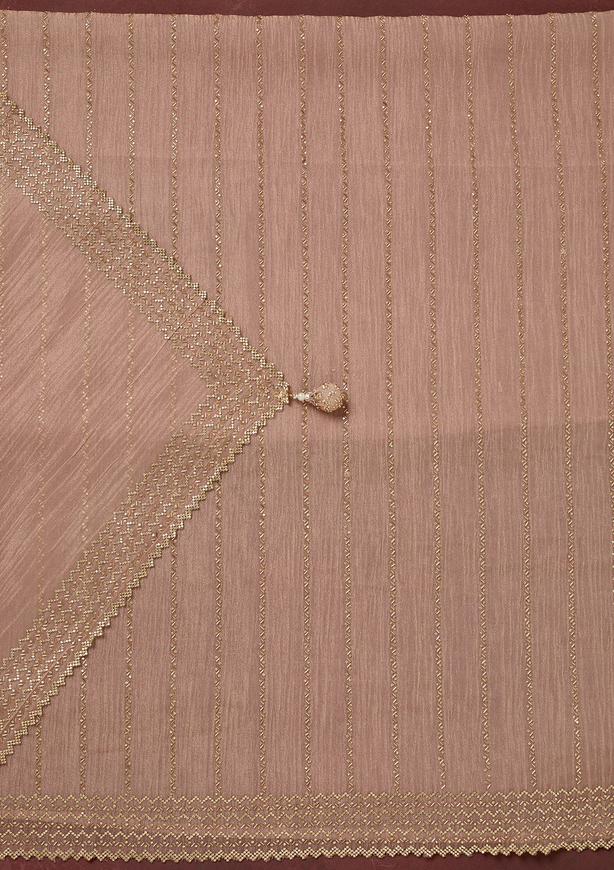 Peach Stonework Tissue Unstitched Salwar Suit-Koskii
