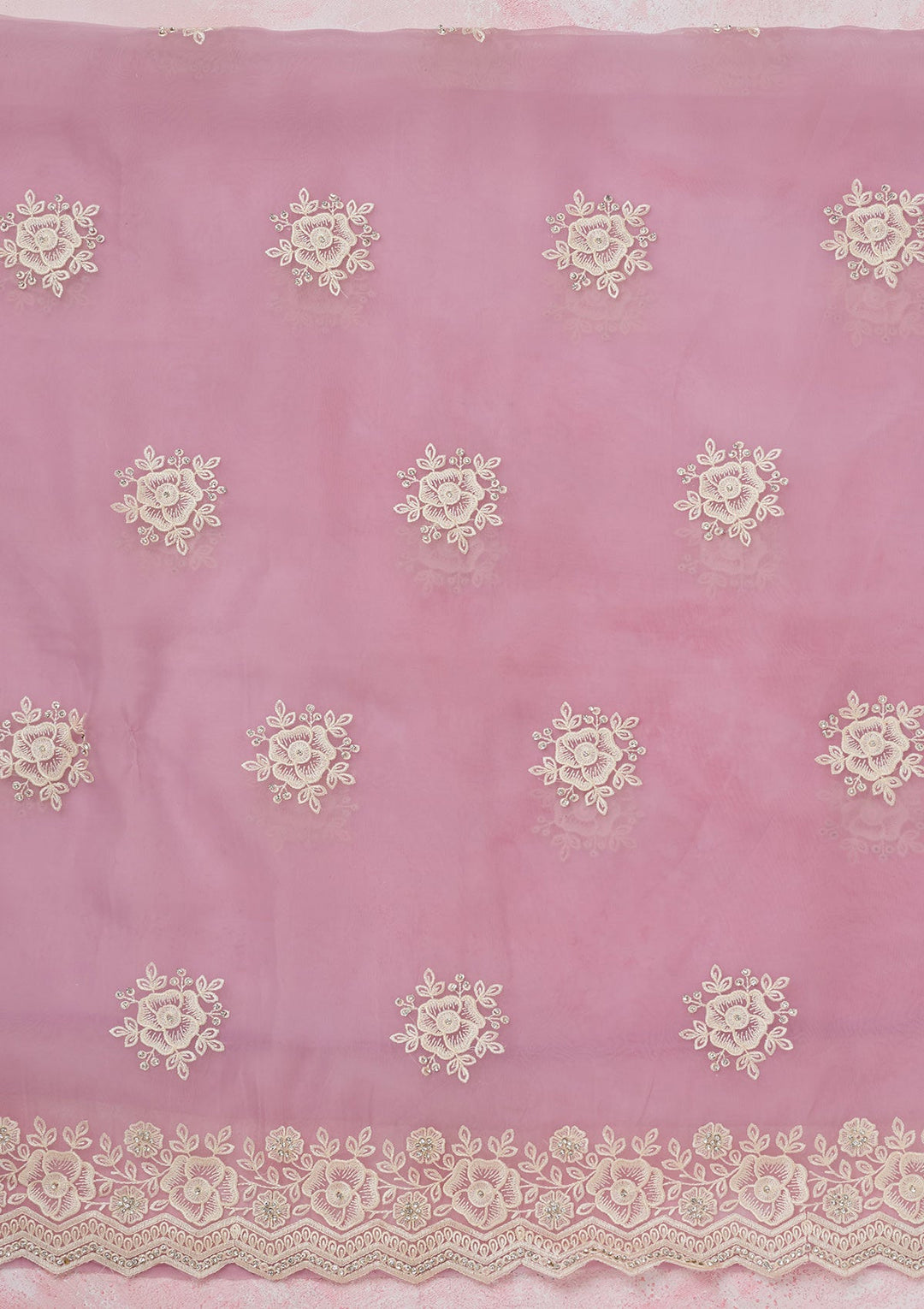 Lavender Threadwork Semi Crepe Unstitched Salwar Suit-koskii