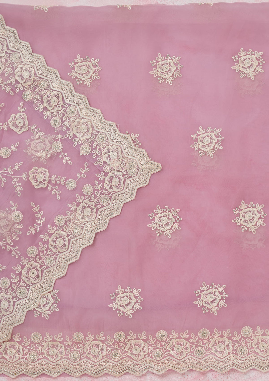 Lavender Threadwork Semi Crepe Unstitched Salwar Suit-koskii