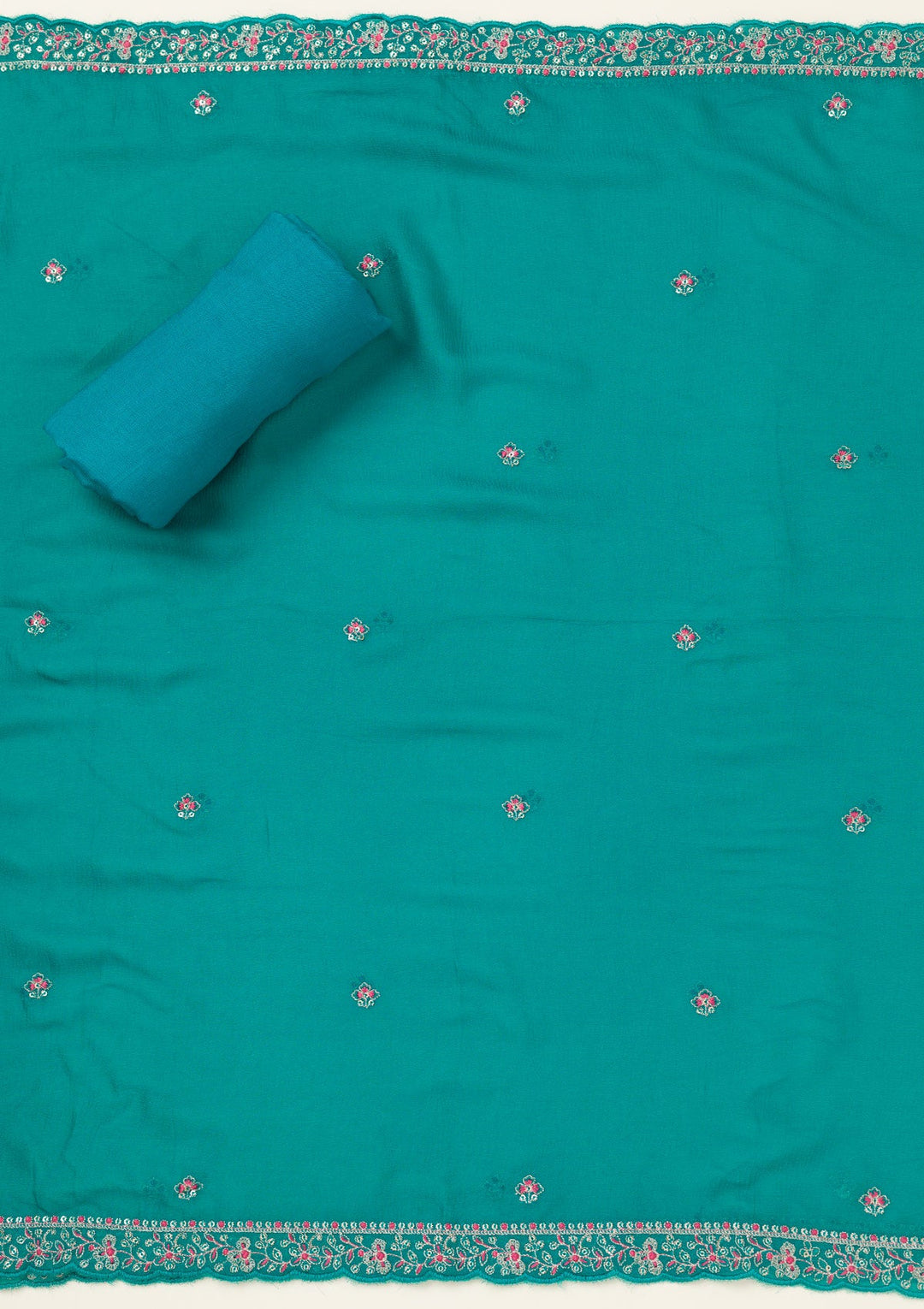 Rama Green Zariwork Organza Unstitched Salwar Suit-koskii