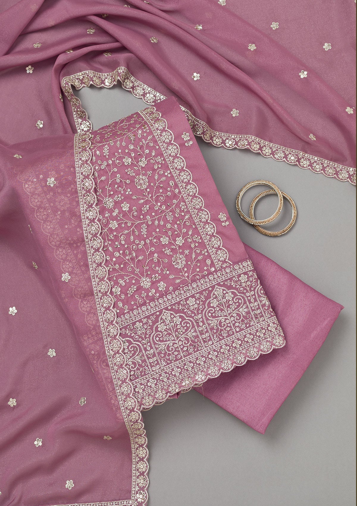 Pista Green Zariwork Georgette Unstitched Salwar Suit-koskii