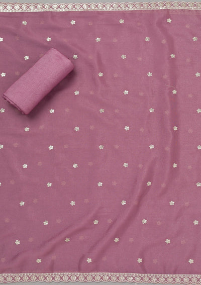 Mauve Zariwork Georgette Unstitched Salwar Suit-koskii