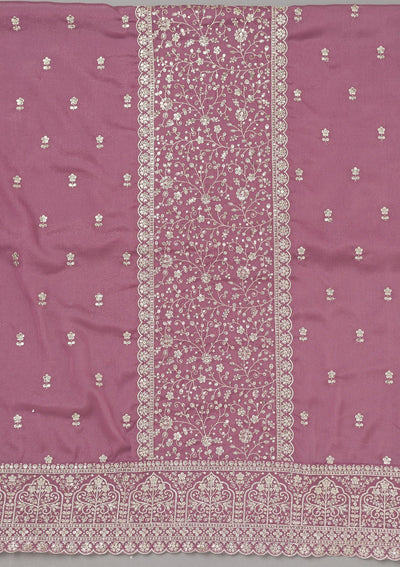Mauve Zariwork Georgette Unstitched Salwar Suit-koskii