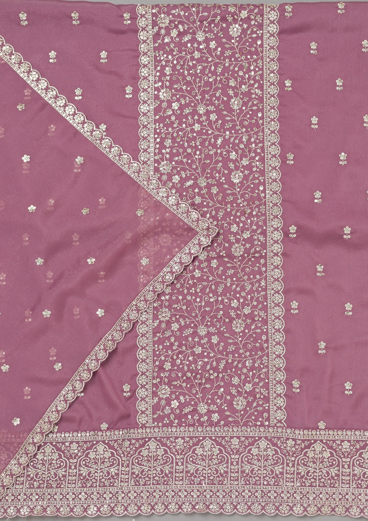 Mauve Zariwork Georgette Unstitched Salwar Suit-koskii