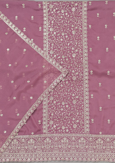 Mauve Zariwork Georgette Unstitched Salwar Suit-koskii