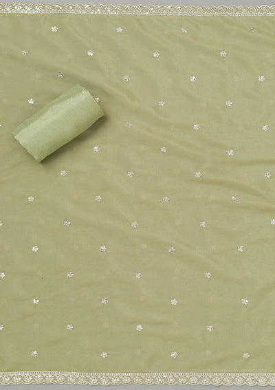 Pista Green Zariwork Georgette Unstitched Salwar Suit