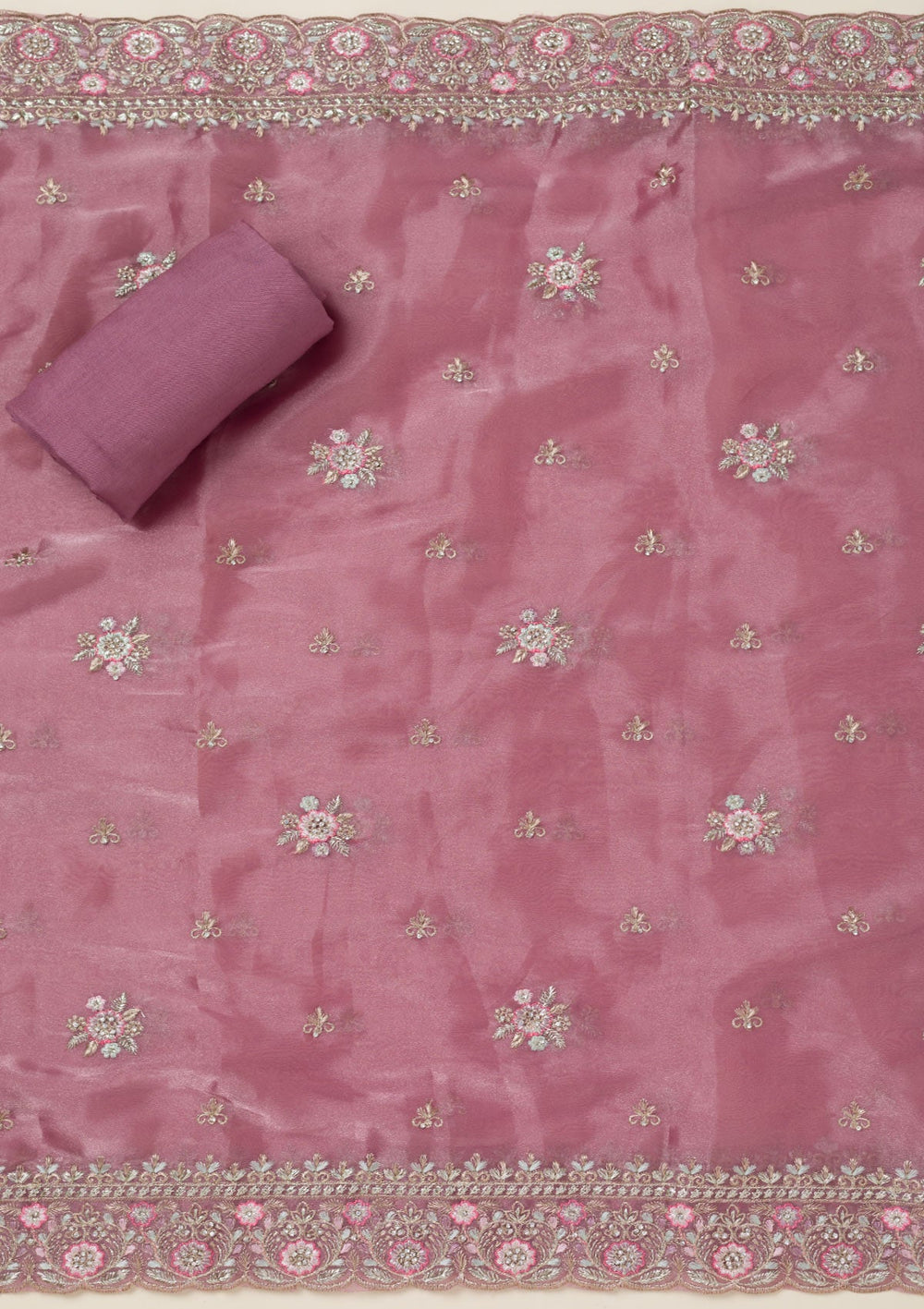 Wine Stonework Chiffon Saree-koskii