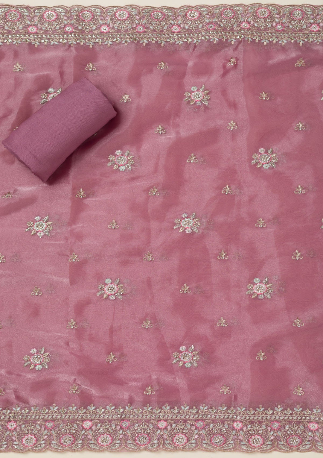 Wine Stonework Chiffon Saree-koskii