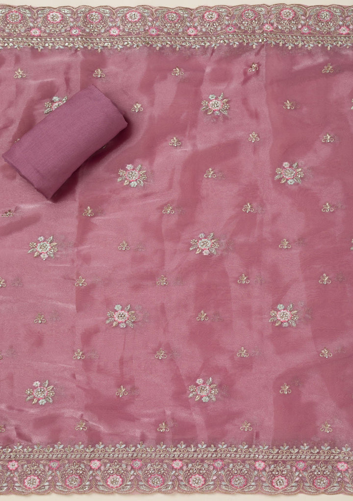 Wine Stonework Chiffon Saree-koskii