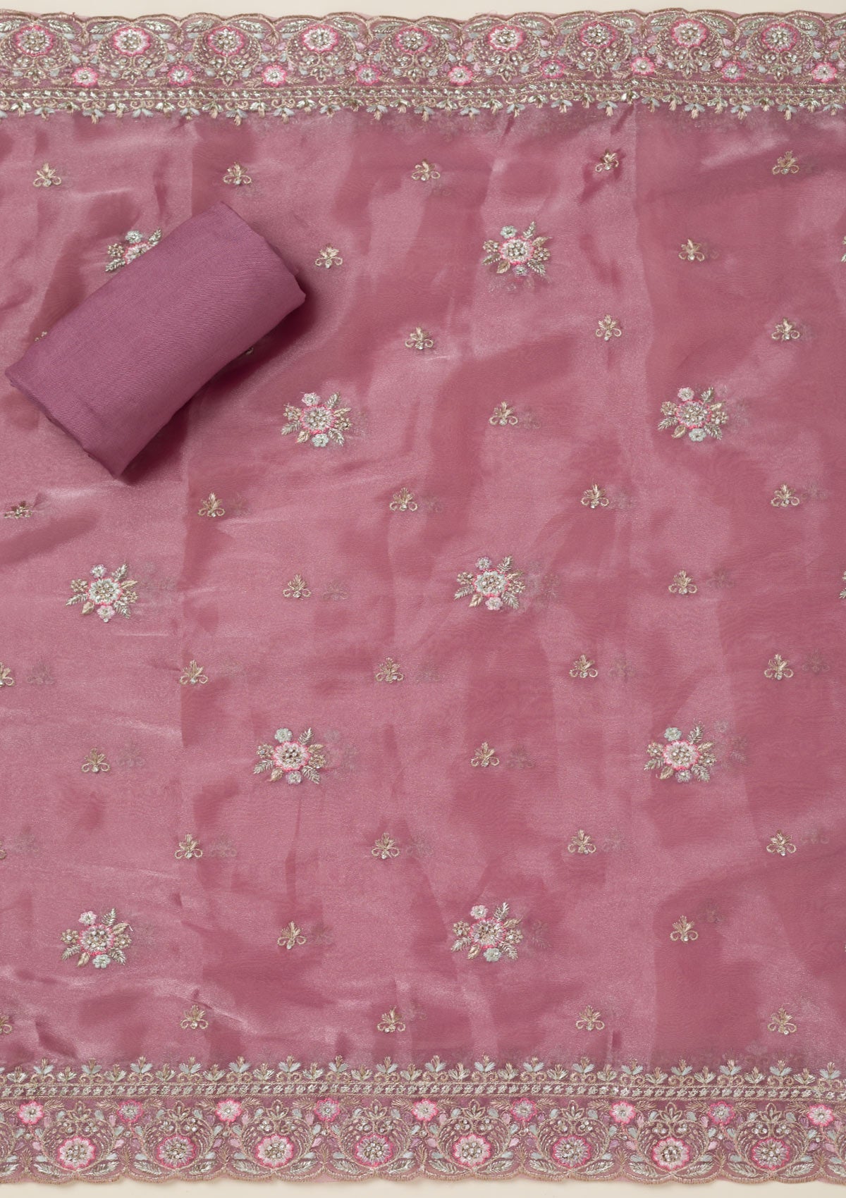 Wine Stonework Chiffon Saree-koskii
