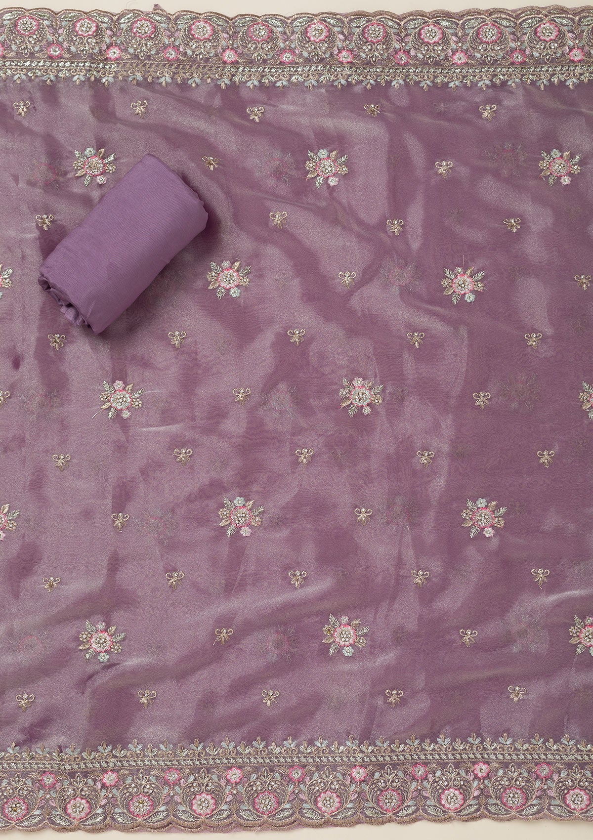 Navy Blue Stonework Chiffon Saree-koskii