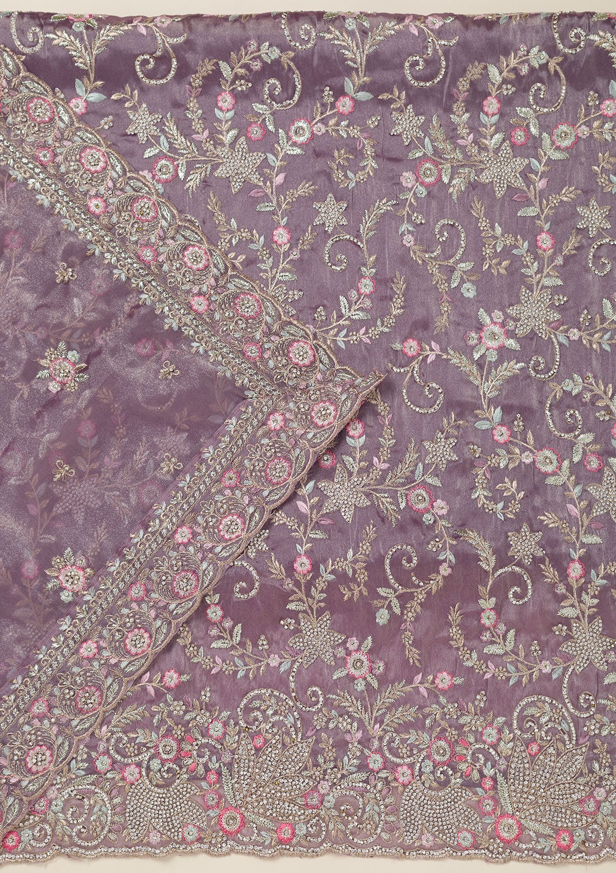 Navy Blue Stonework Chiffon Saree-koskii