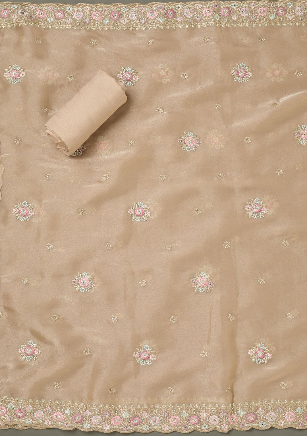 Maroon Threadwork Chiffon Saree-koskii