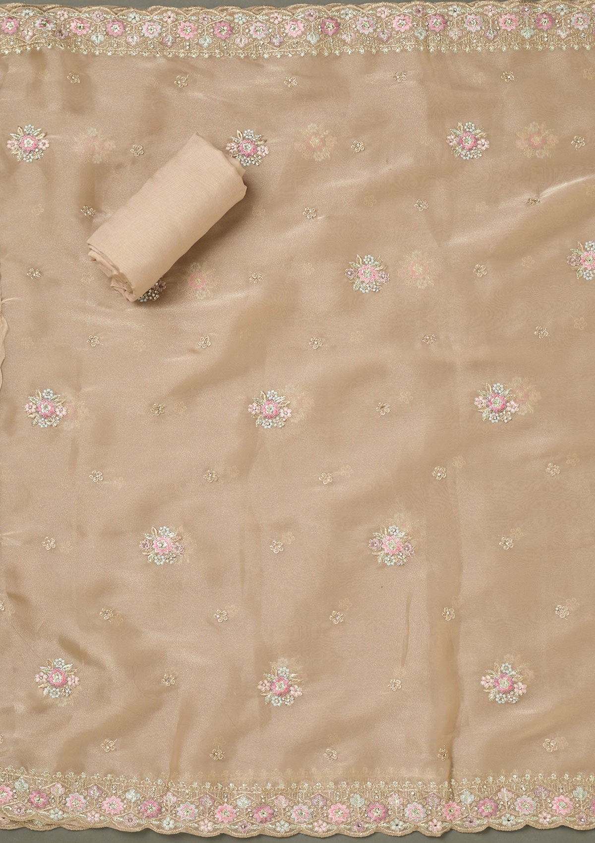 Maroon Threadwork Chiffon Saree-koskii