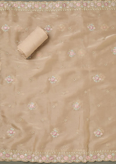 Maroon Threadwork Chiffon Saree-koskii