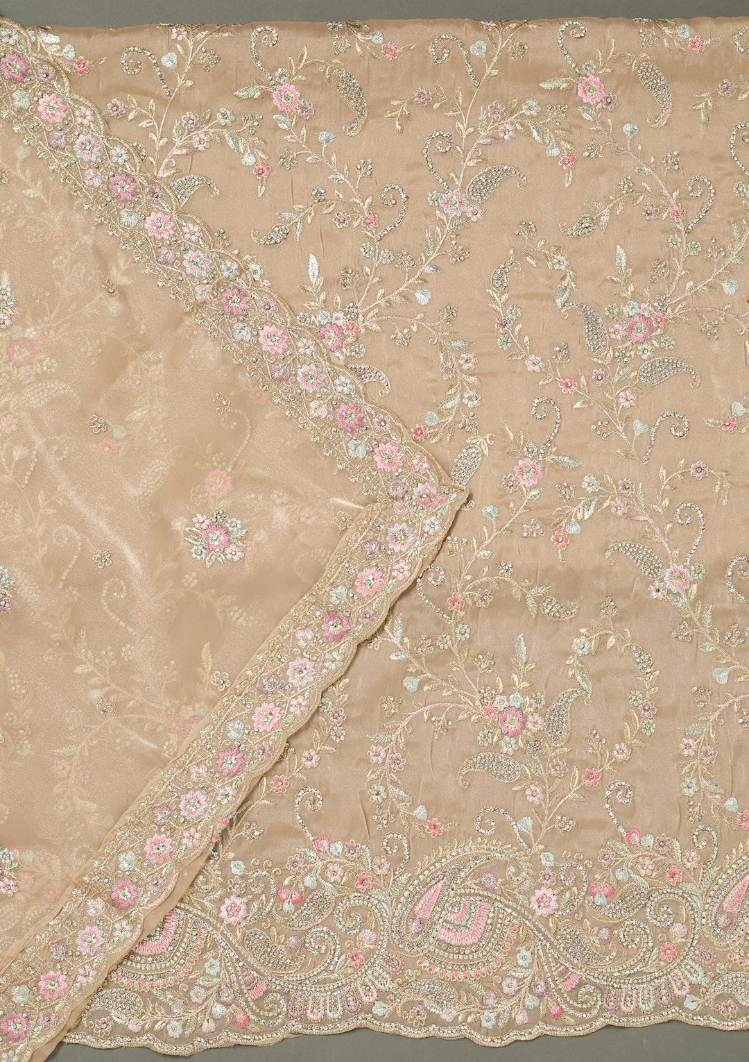Maroon Threadwork Chiffon Saree-koskii