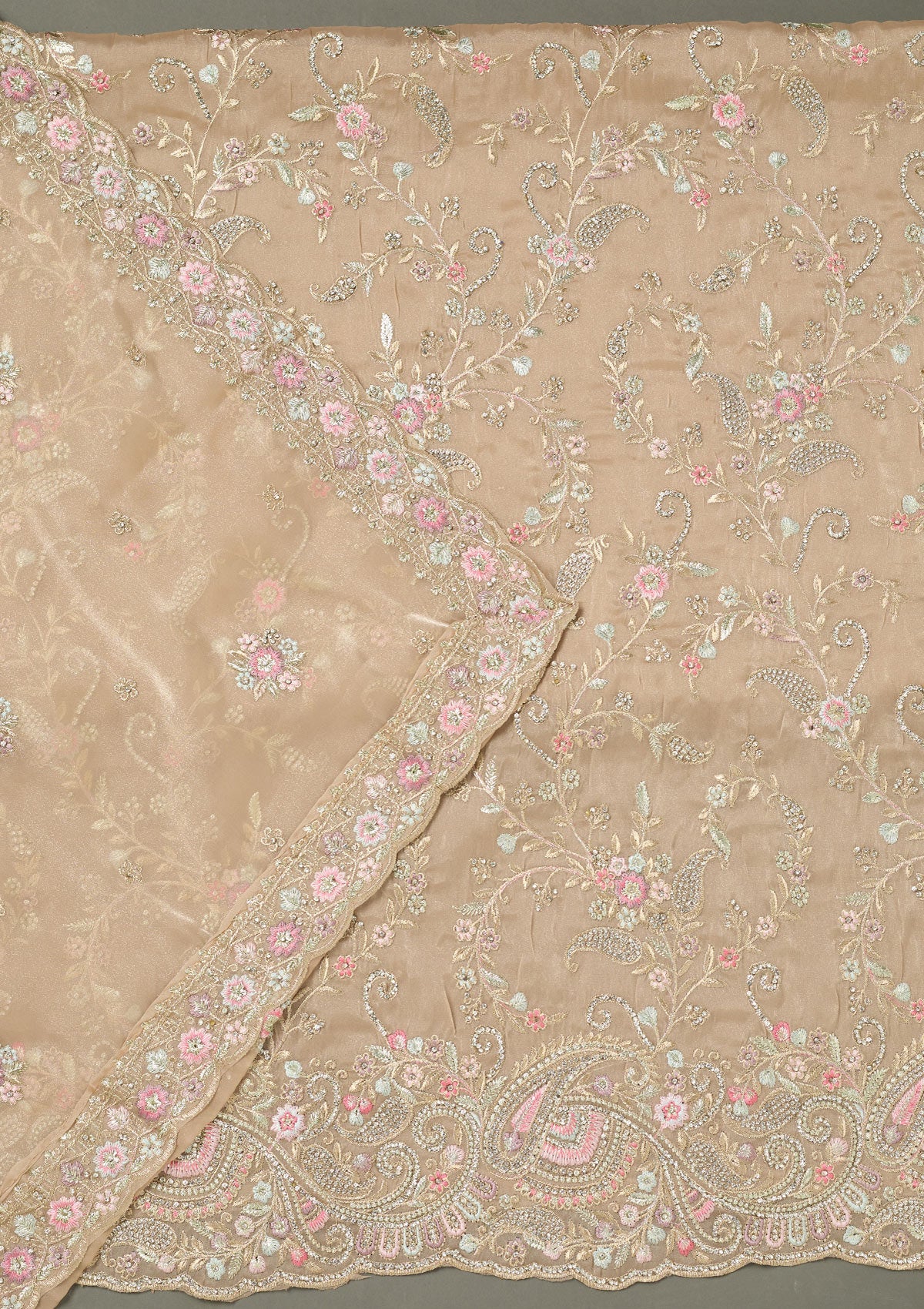 Maroon Threadwork Chiffon Saree-koskii