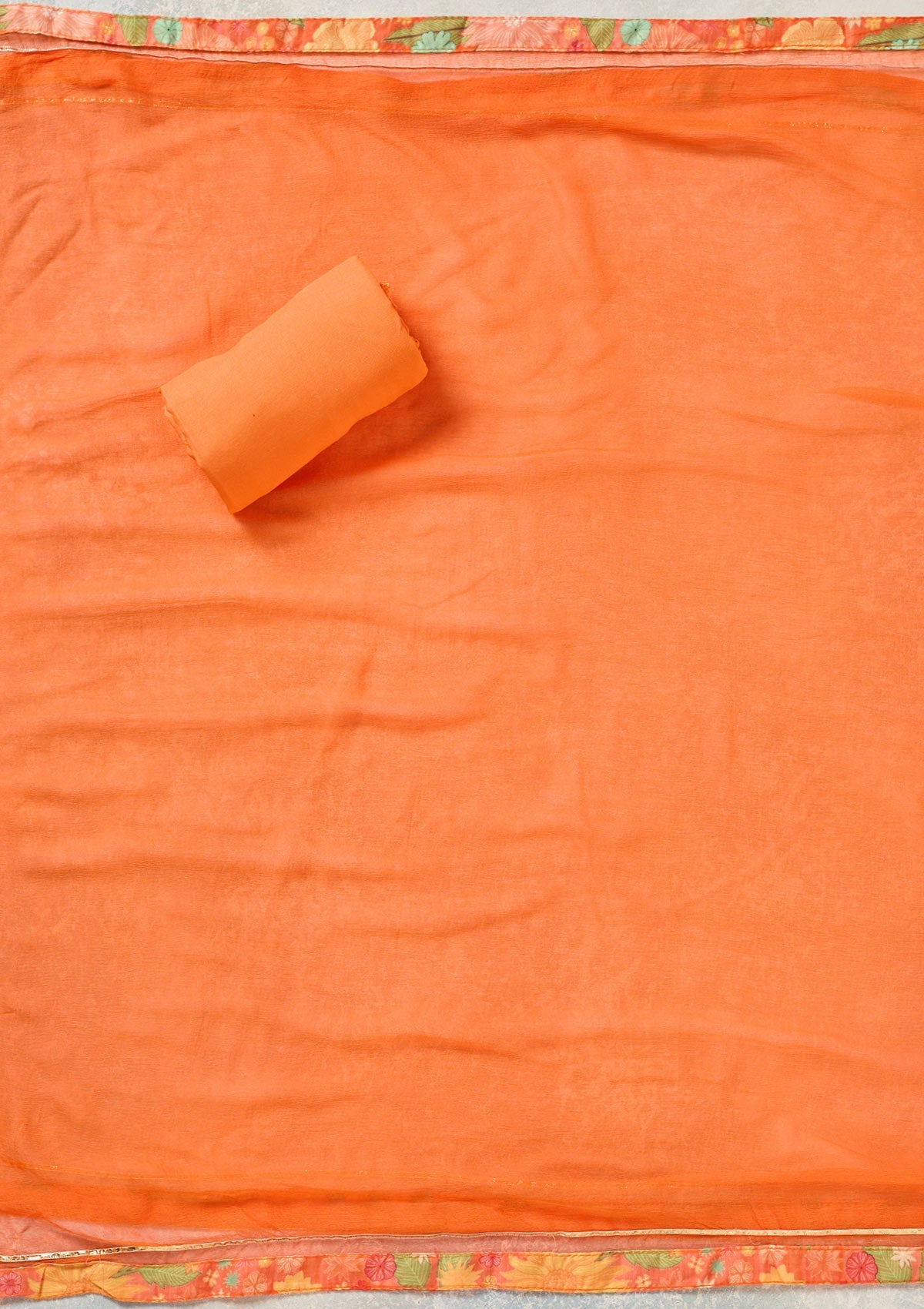 Orange Zariwork (Gold) Cotton Unstitched Salwar Suit-koskii