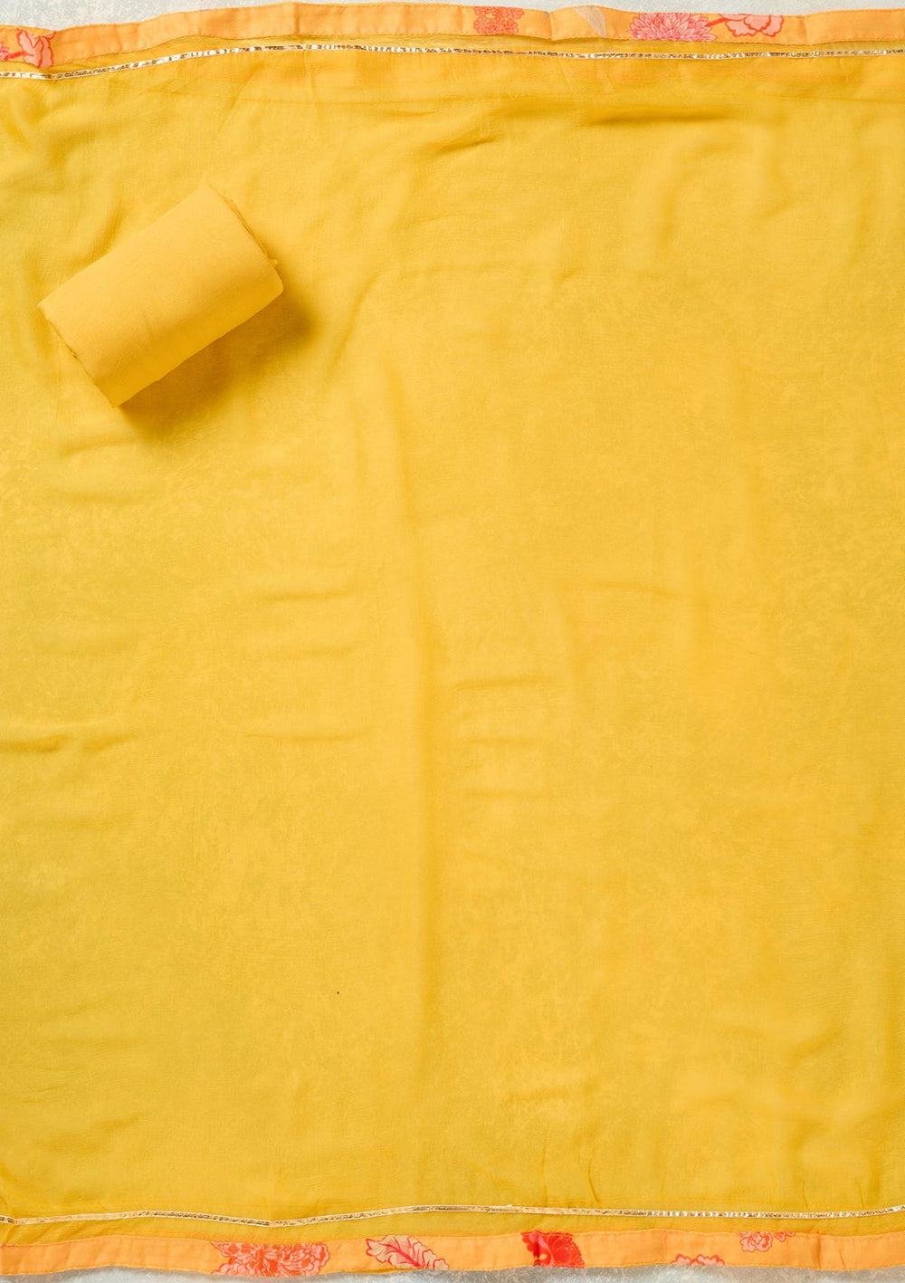 Yellow Zariwork (Gold) Cotton Unstitched Salwar Suit-Koskii