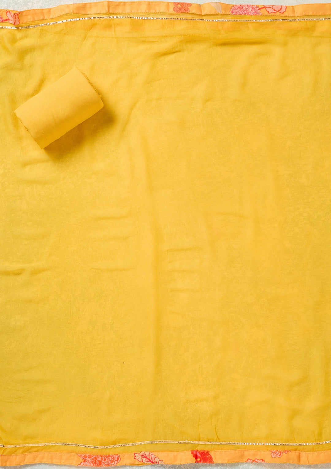 Yellow Zariwork (Gold) Cotton Unstitched Salwar Suit-Koskii