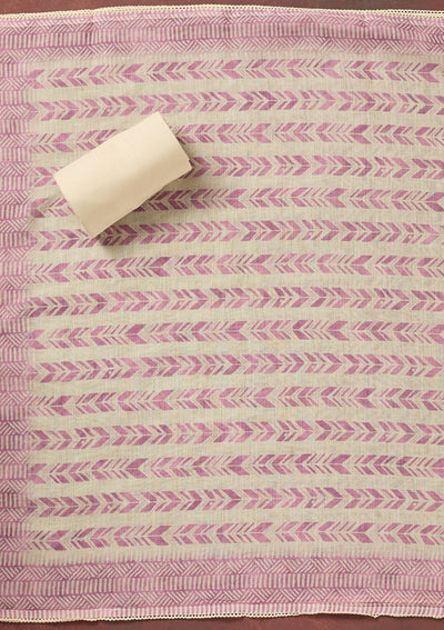 Lavender Threadwork Cotton Unstitched Salwar Suit-Koskii