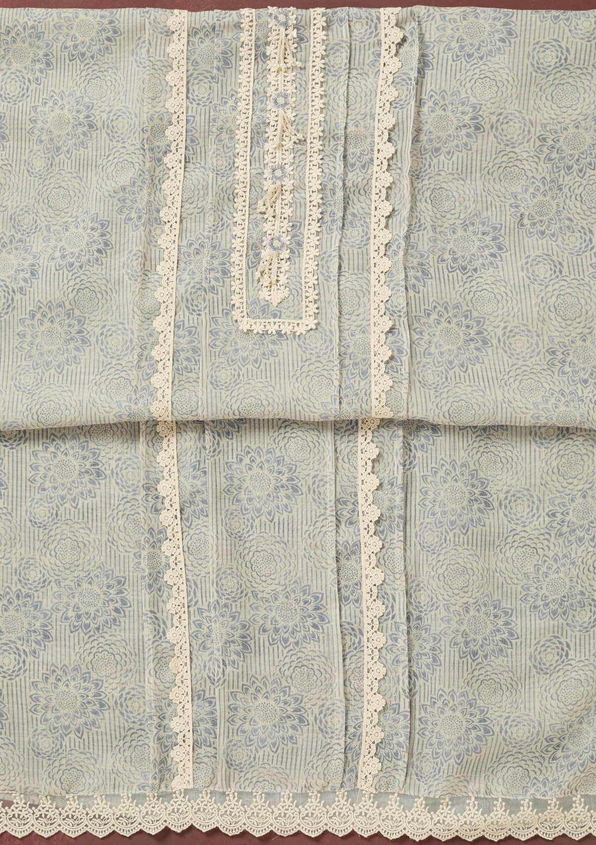 Light Grey Threadwork Cotton Unstitched Salwar Suit-Koskii