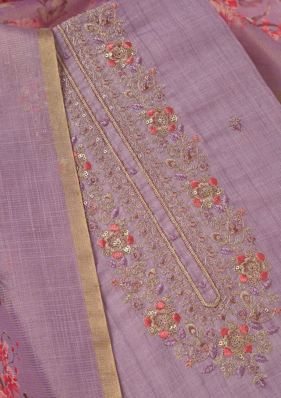 Black Cording Chinon Readymade salwar suit-koskii