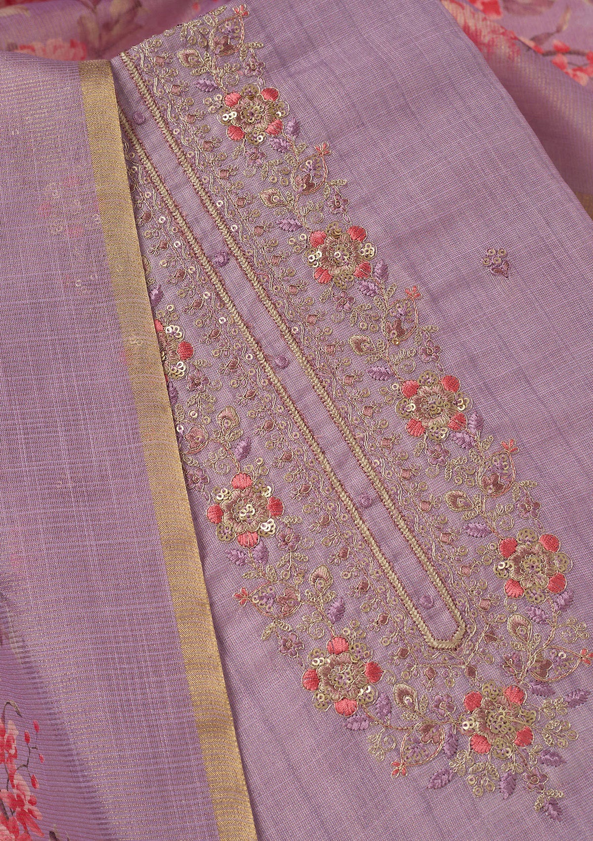 Black Cording Chinon Readymade salwar suit-koskii