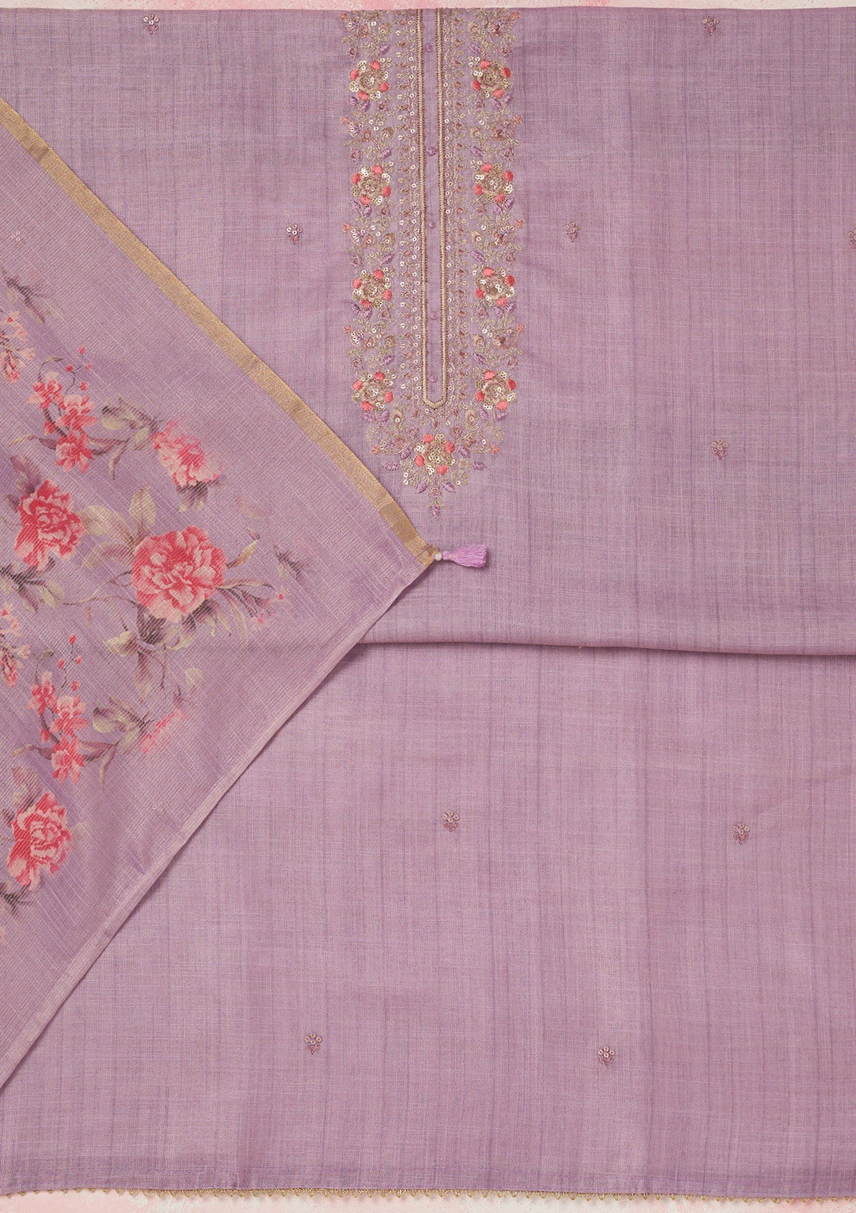 Beige Zariwork (Gold) Organza Saree-koskii