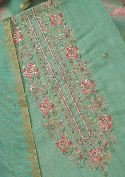 Sea Green Cording Dola Silk Readymade salwar suit-koskii