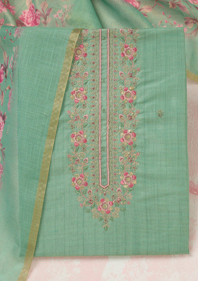 Sea Green Cording Dola Silk Readymade salwar suit-koskii