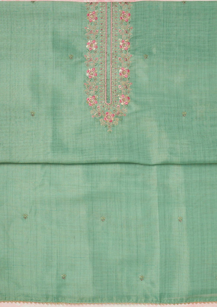 Sea Green Cording Dola Silk Readymade salwar suit-koskii
