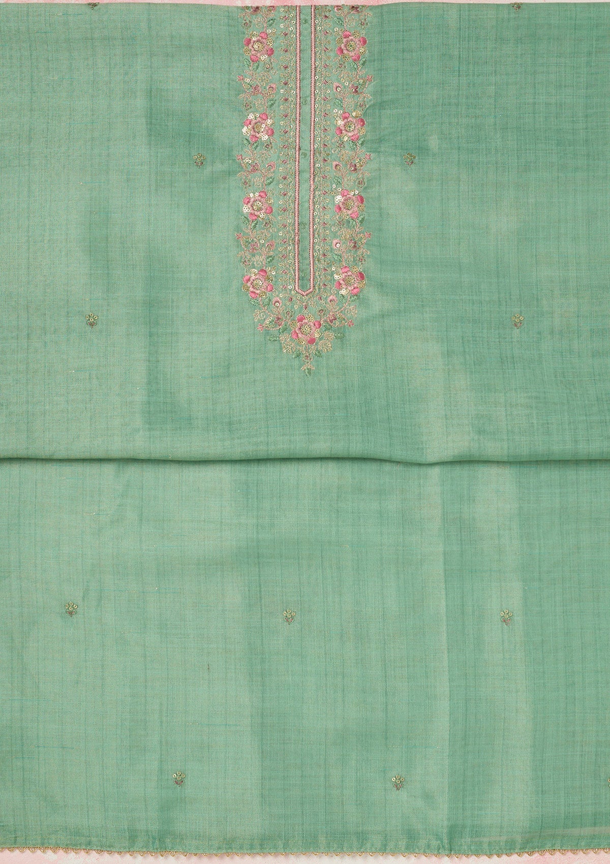 Sea Green Cording Dola Silk Readymade salwar suit-koskii