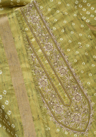 Mehendi Threadwork Organza Unstitched Salwar Suit-Koskii