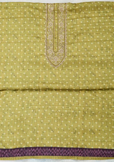 Mehendi Threadwork Organza Unstitched Salwar Suit-Koskii