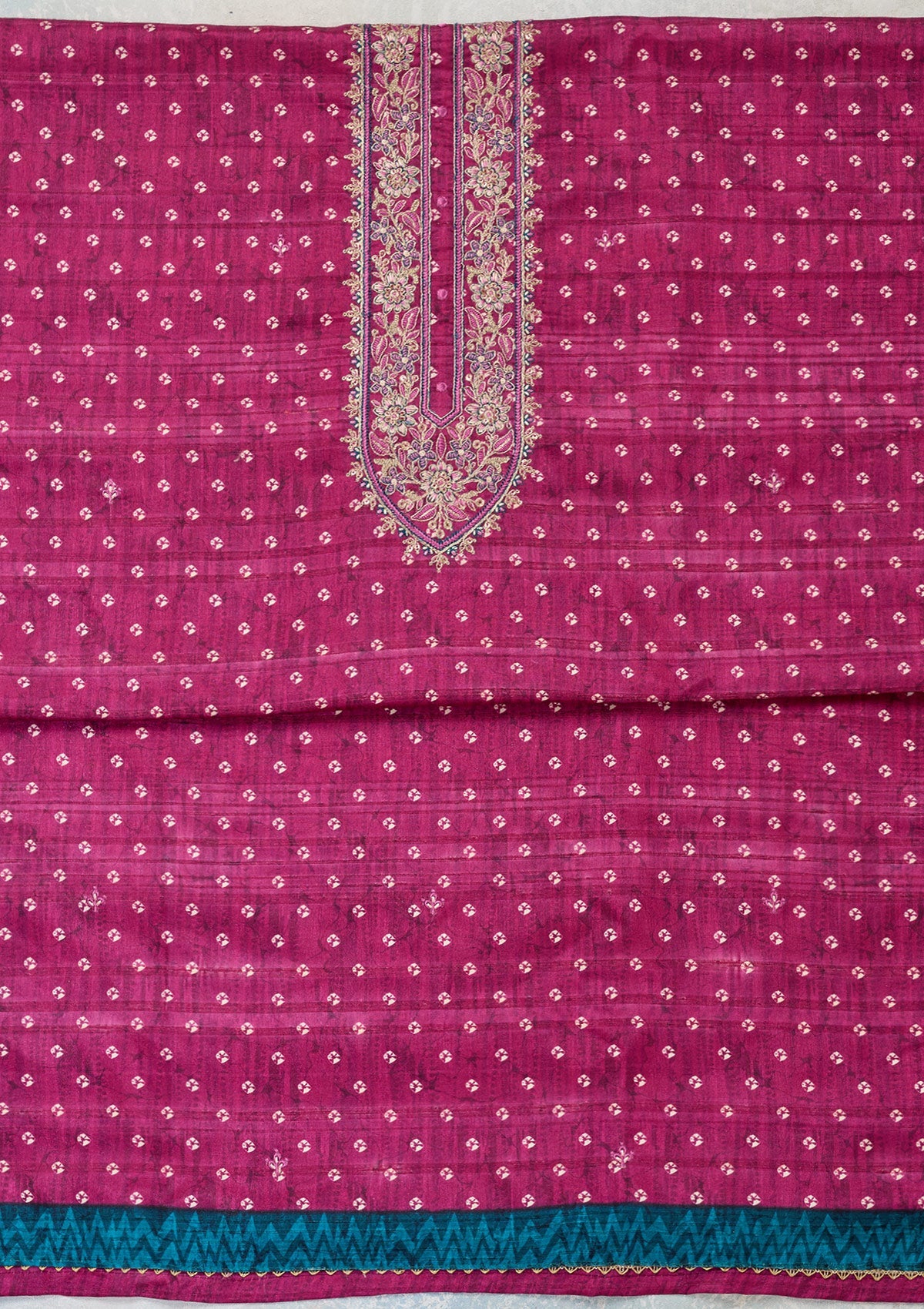 Wine Threadwork Organza Unstitched Salwar Suit-Koskii