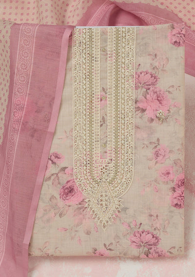 Magenta Pink Zariwork (Gold) Chinon Readymade salwar suit-koskii