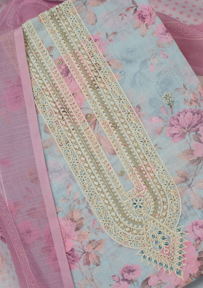 Magenta Pink Zariwork (Gold) Chinon Readymade salwar suit-koskii
