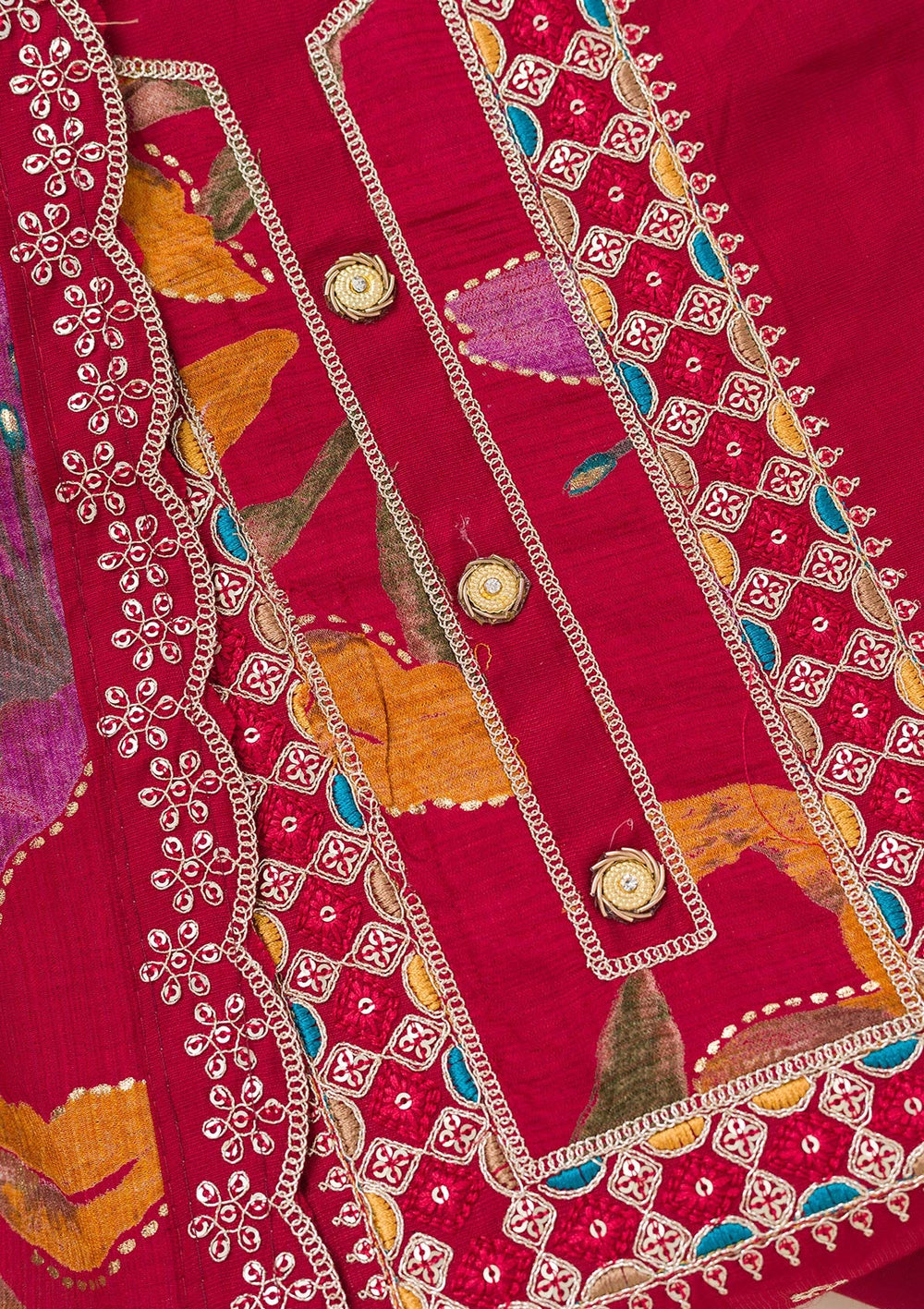 Maroon Zariwork Dola Silk Unstitched Salwar Suit-koskii