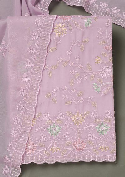 Sea Green Threadwork Chiffon Saree-koskii